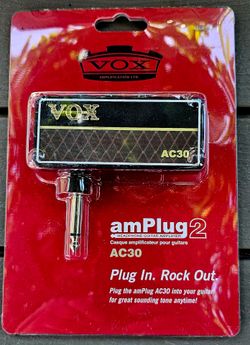 Vox amPlug 2 AC30 Headphone Guitar Amplifier. This ultra-compact device plugs directly into your electric guitar's output jack, allowing you to practi