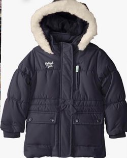 Little Girls Fleece Lined Puffer Coat Navy color Pre-owned size 6x