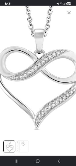 10K White Gold Infinity Heart Diamond Accent Pendant