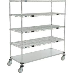 Nexel 5 Shelf Truck Chrome Rack with Swivel Caster 60W x 24D x 69H