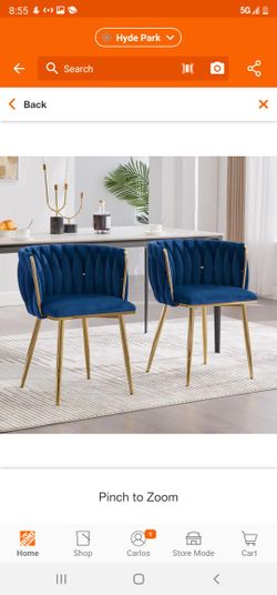 Modern Navy Velvet Leisure DiningChair with Metal Legs (Set of 2)

New Assembled It Already Retail $240