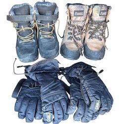 Boys Snow/Hiking Boots and Snow Gloves