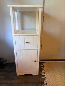 White Beadboard Storage Cabinet
