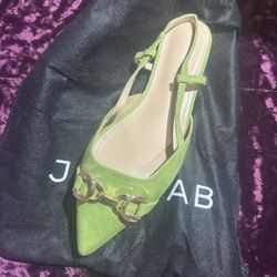 Just Fab Green Slingback Flat Womans 7.5 Wide