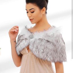 Faux Rabbit Fur Wraps and Shawls Bride Wedding Fur Stole Bridal Fur Shrug for Women