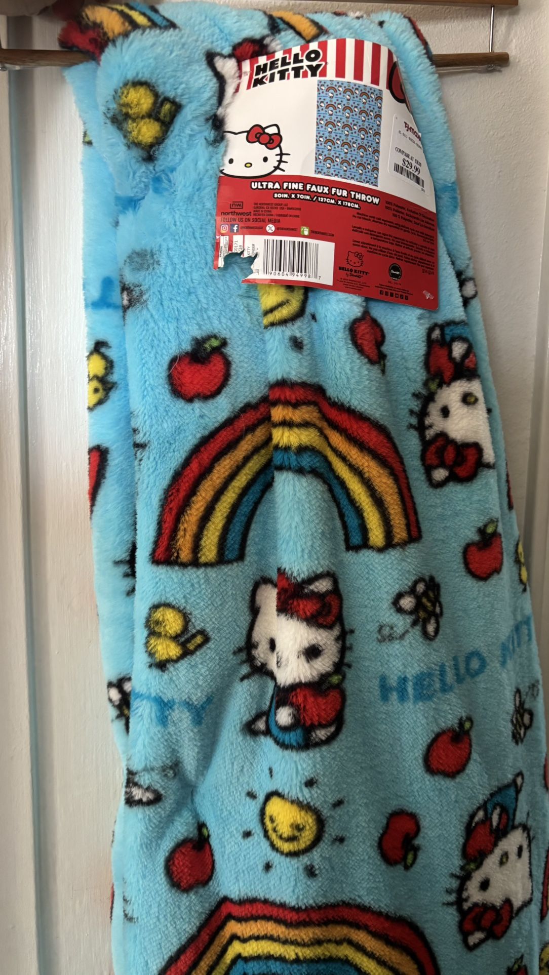 Hello Kitty Rainbow Faux Fur Throw