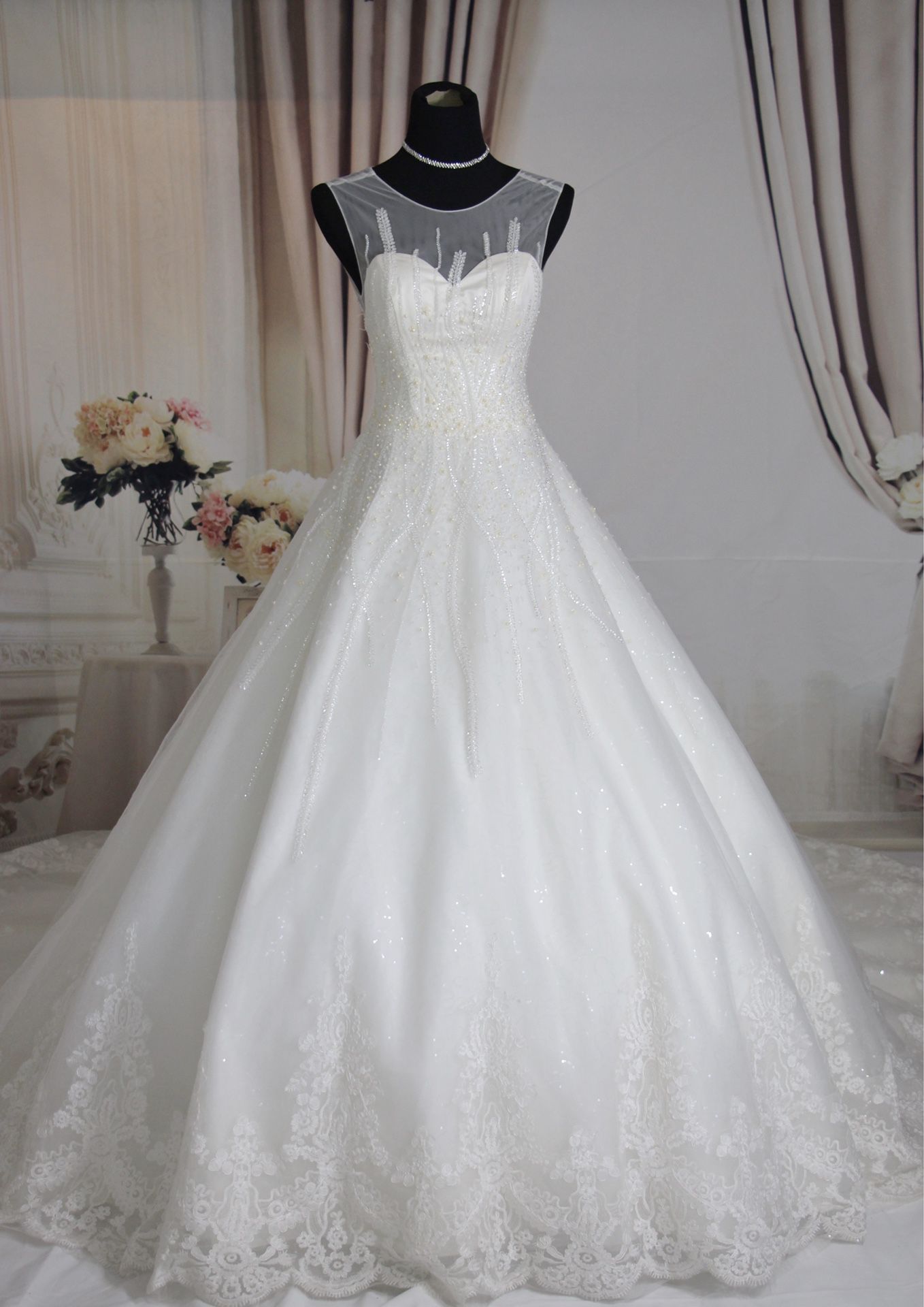 Luxury beading ballgown wedding dress, size 2-4