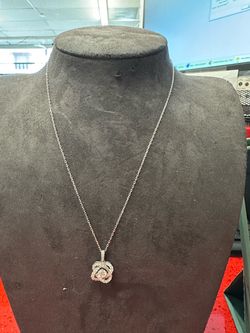 14KT Chain Necklace with Floral Diamond Pendant