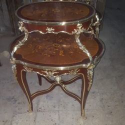 Curio Louis XV Side Tables LOOK UP These are late 19th/early 20th century Louis XV style side tables. TIME PERIOD Late 19th/Early 20th Century ORIGIN