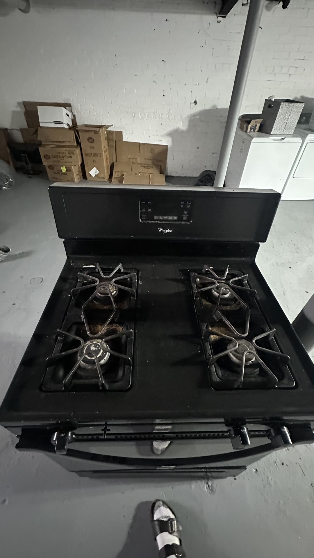 Whirlpool Black Gas Range (4 Burner ct.)