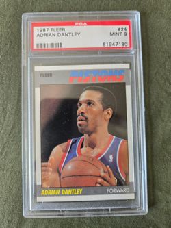 ADRIAN DANTLEY 1987 Fleer #24 PSA Graded Card MINT 9 NBA Detroit PistonsADRIAN DANTLEY 1987 Fleer #24 PSA Graded Card MINT 9 NBA Detroit Pistons