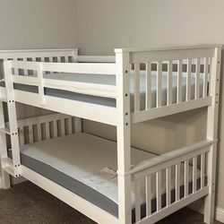 New Bunk Bed Solid Wood & Mattresses Twin over Twin