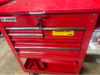 US General 30 in. 5 Cajones 704 lb. Capacidad Rojo Brillante Carrito de Herramientas Especial