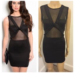 Brand New Small Black Mesh Insert Dress