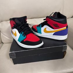 2018 Mens Nike Air Jordan 1 Mid Multicolor Sneaker Jumpman 554724-125 Size 8.5