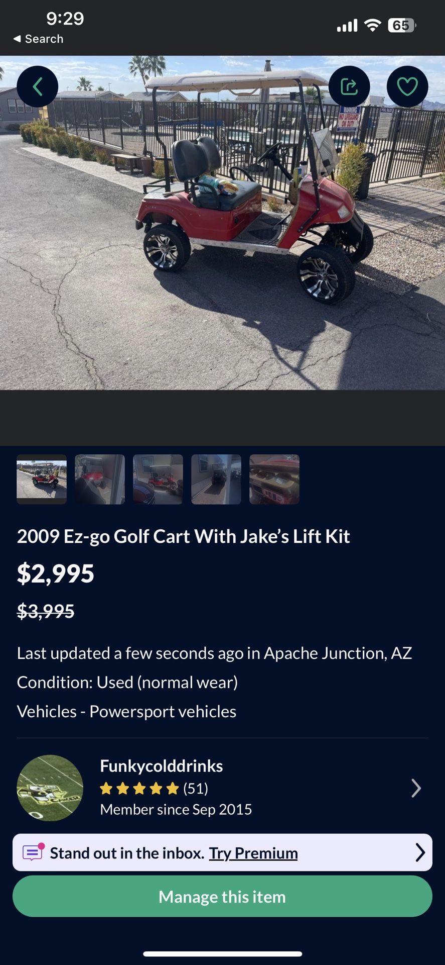 2009 Ez Go Golf Cart Lift , Tires , Rims 