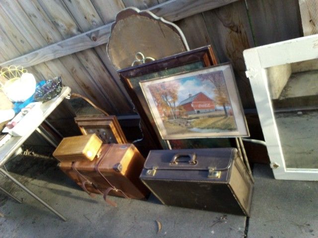 ANTIQUE Mirror Glassware Wicker Vintage Shabby Chic  Garden  Patio Picture Wood Lamp Table Toy Rustic Window Basket Coca-Cola Flower 