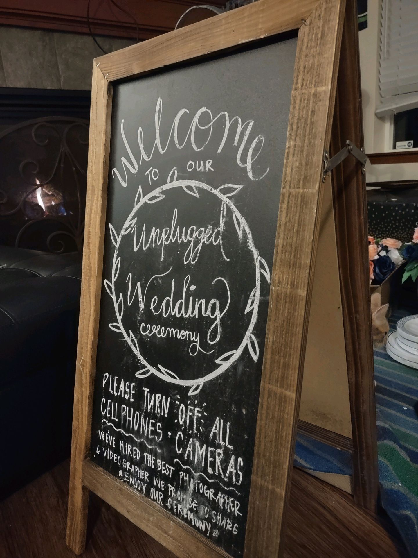 Rustic Wedding Chalkboard Sandwich Board Sign
