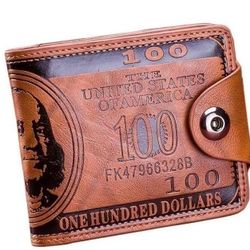 Men's Wallets With US Dollar Pattern Wallet Male Leather Wallet Photo Card Holde