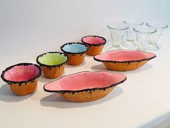 Ice Cream Parlor Serving Bowls Sundaes Banana Splits Cups