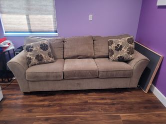 3-Seat Fabric Sofa with Accent Pillows