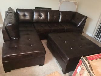 Brown Leather Sectional Sofa Couch!!Brand new free delivery