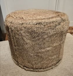 Authentic Lovesac Faux Fur Squattoman / Round Ottoman / Pouf