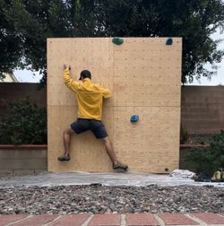 Wooden Rock climbing practice wall