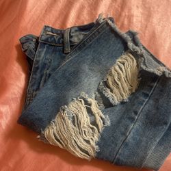 Ripped Jean Shorts 