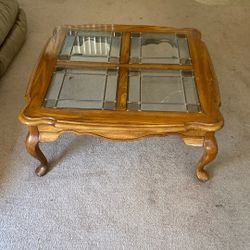 Oak & Glass Top Coffee Table