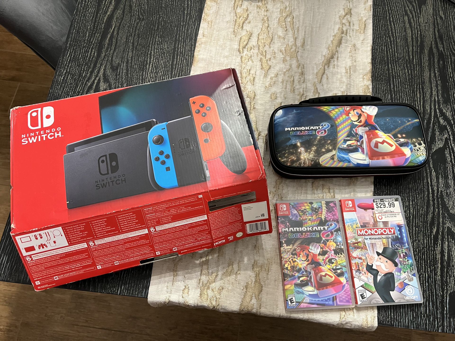 Nintendo Switch With Box, Case And Games