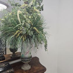 Large Elegant Faux Greenery Arrangement in Decorative  Vase