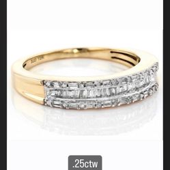 10k Gold Ring With Baguette Diamonds