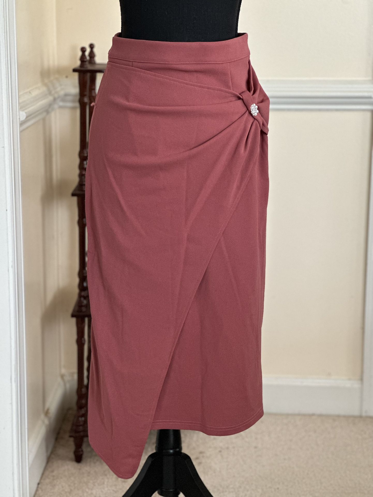 Button Detail Wrap Skirt