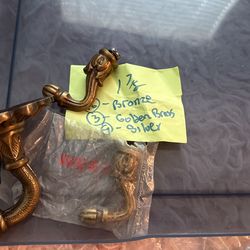 4 Solid Brass Acorn Tip Coat Hooks ( 2”)