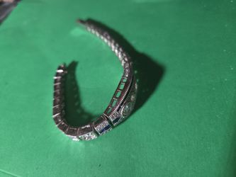Sterling silver lab made sapp amd moissanite stones bracelet