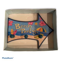 New Beach Party Arrow Sign Wood Hooks Plaque