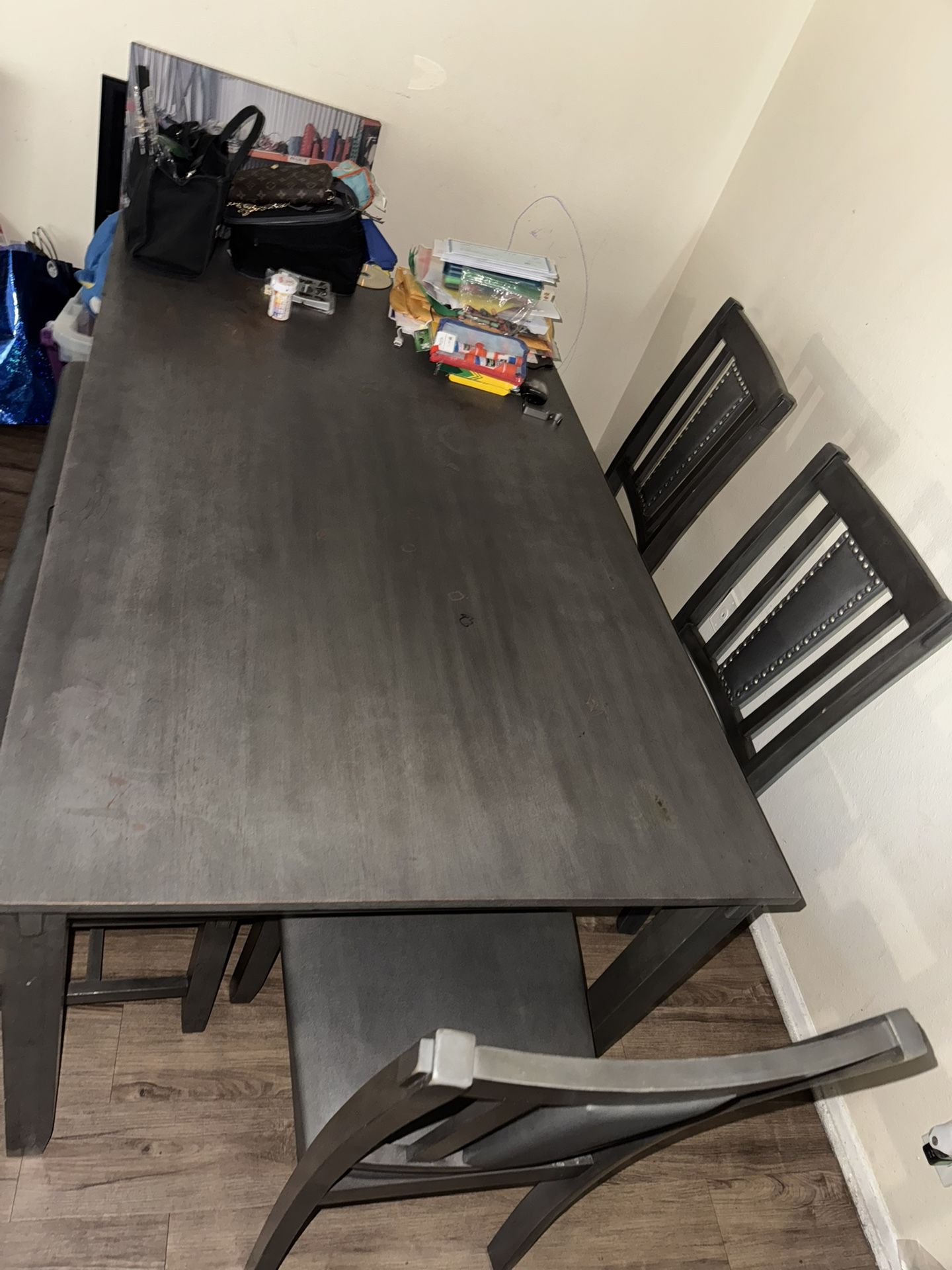 Gray Table/ 3 Chairs