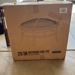 26 Inch Outdoor Fire Pit Black Finish
