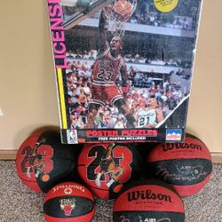 Entire Michael Jordan Chicago bulls collection basketballs, Licensed To Jam... See our other great vintage art antiques jewelry fishing lures Sports F