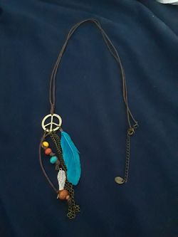 Long turquoise and brown necklace