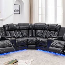ACE26 Black Reclining Sectional 💥🌟