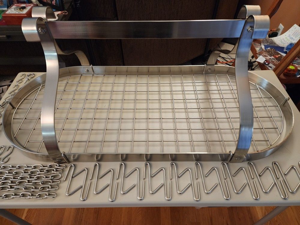 Brushed Stainless Steel Hanging Pan Rack