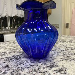 Cobalt Blue Glass Vase with “Ruffled” or “Scalloped” Edge