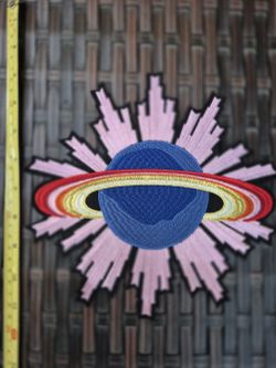 Handcrafted Blue Planet Wall Decor with Multicolor Rings