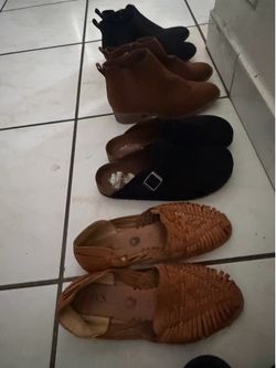 Woman various shoes