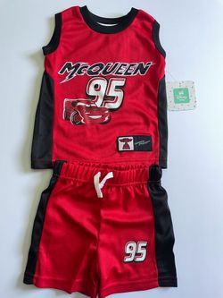 12 Months Disney Baby Pixar Cars Lightning McQueen 2 Piece Athletic Short Set