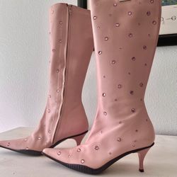 Pink Italian Adorned Boots