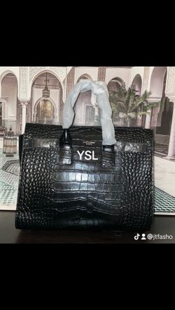 Blk Croc Leather Handbag