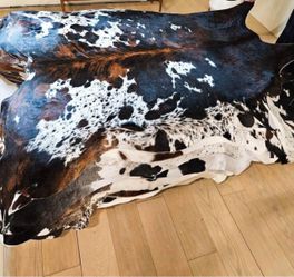 Tricolor Cowhide Rug Natural Hair-On